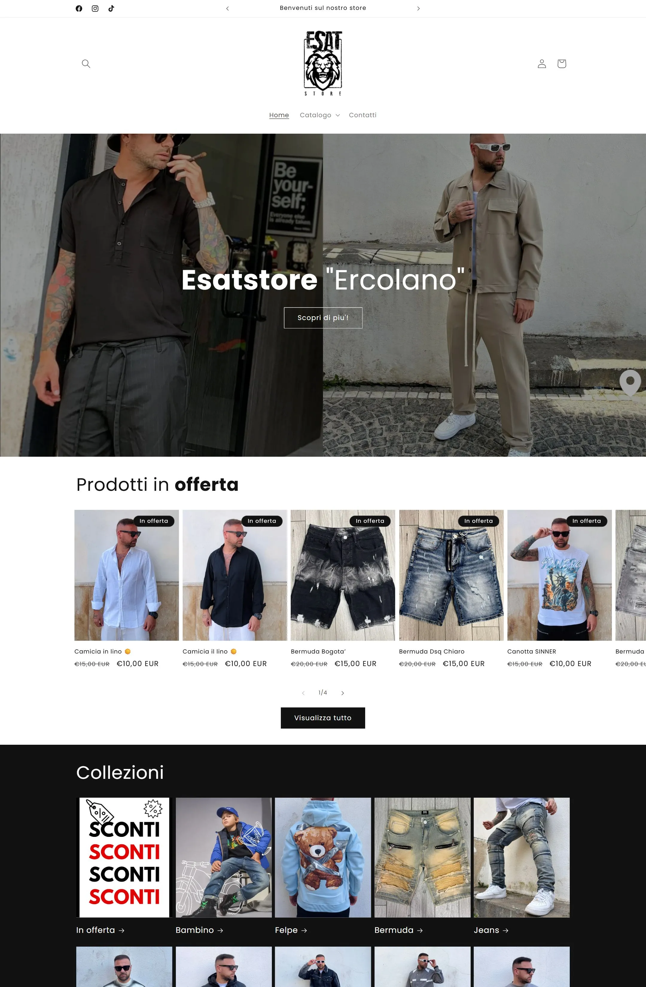 Schermata del sito Esatstore