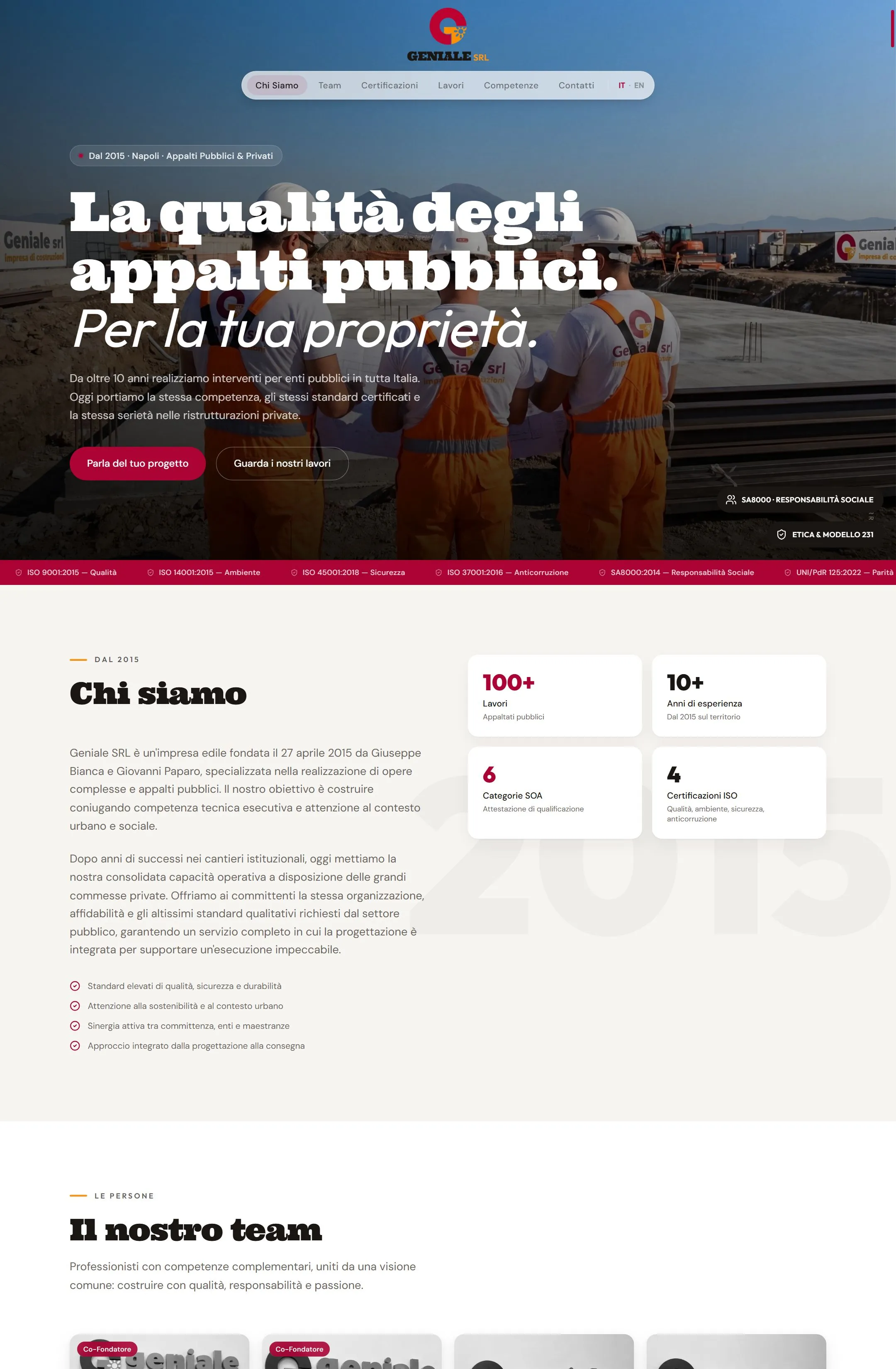 Schermata del sito Gruppo Geniale
