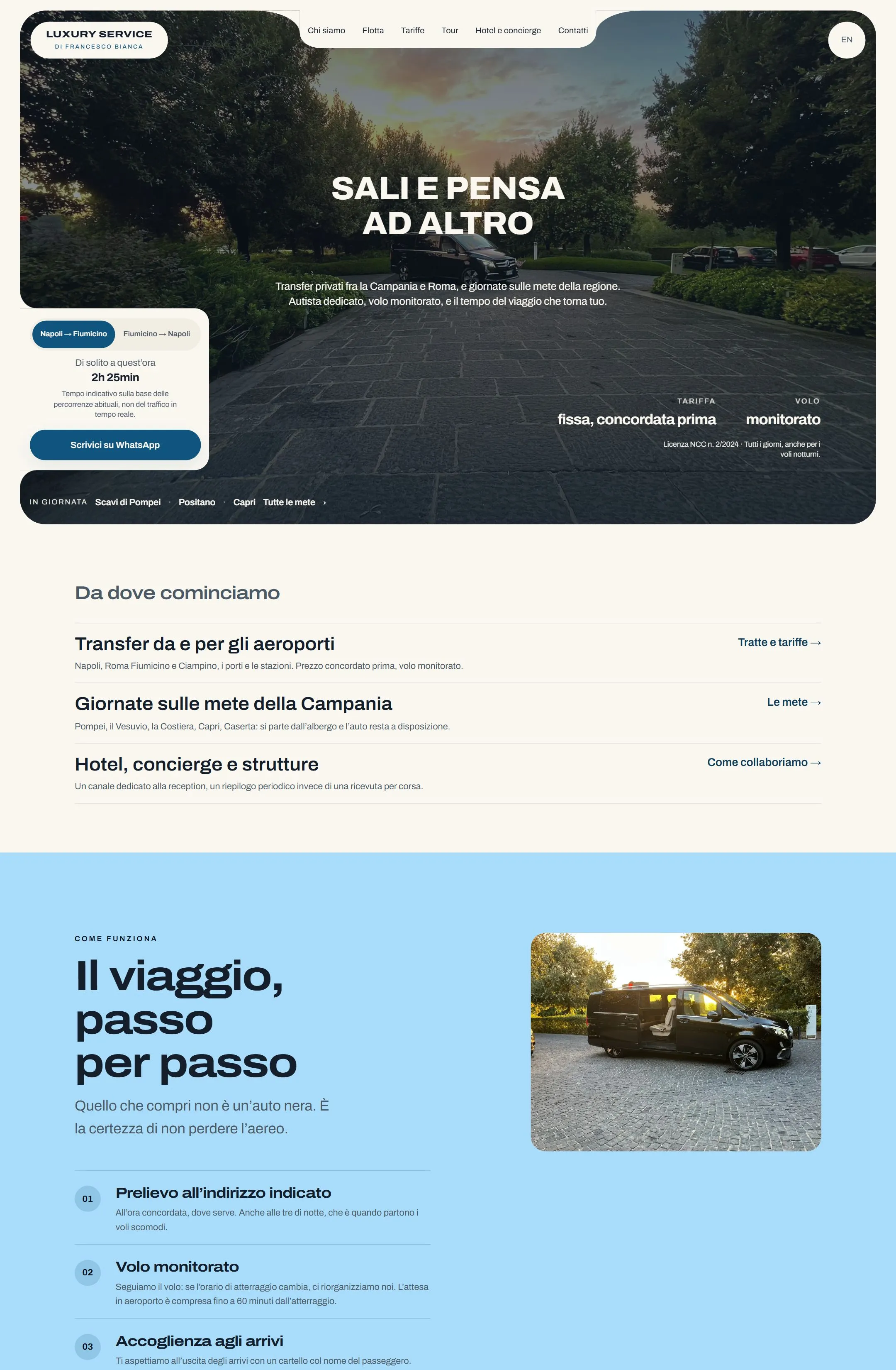 Schermata del sito Luxury Service
